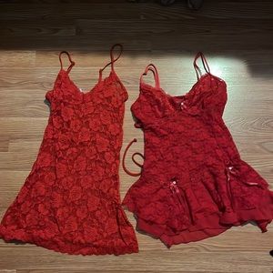 Two lingerie dress bundle red lace in bloom